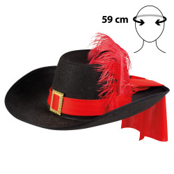 Čierna mušketierska čiapka so stuhou